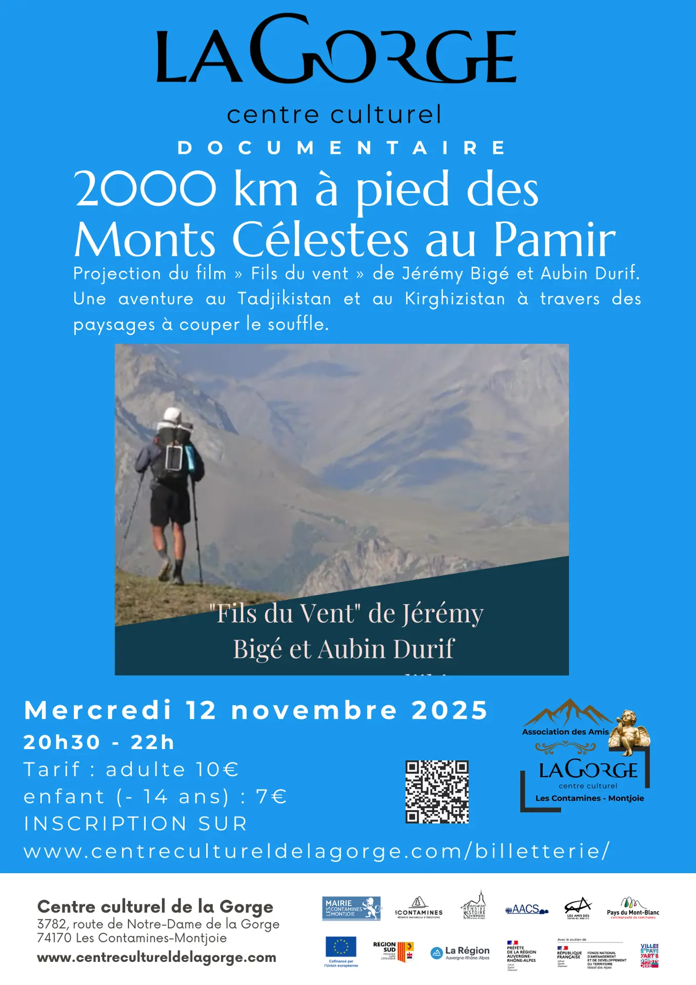 Documentaire 2000 km à pied des Monts Célestes au Pamir  au Centre Culturel de la Gorge_Les Contamines-Montjoie