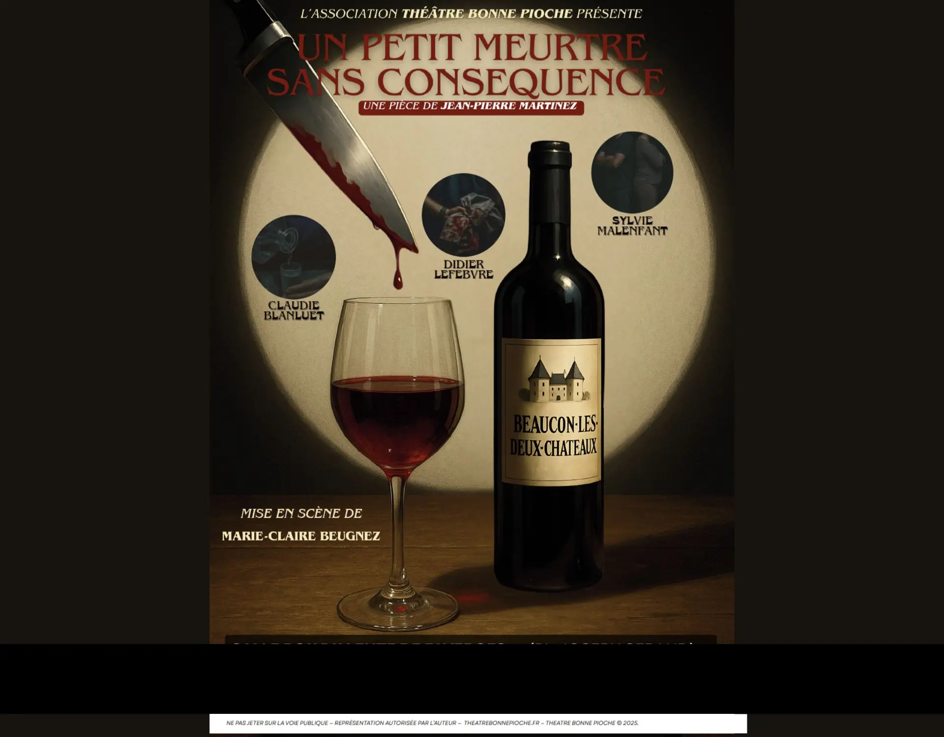 Affiche représentant une bouteille de vin et un verre de vin rouge