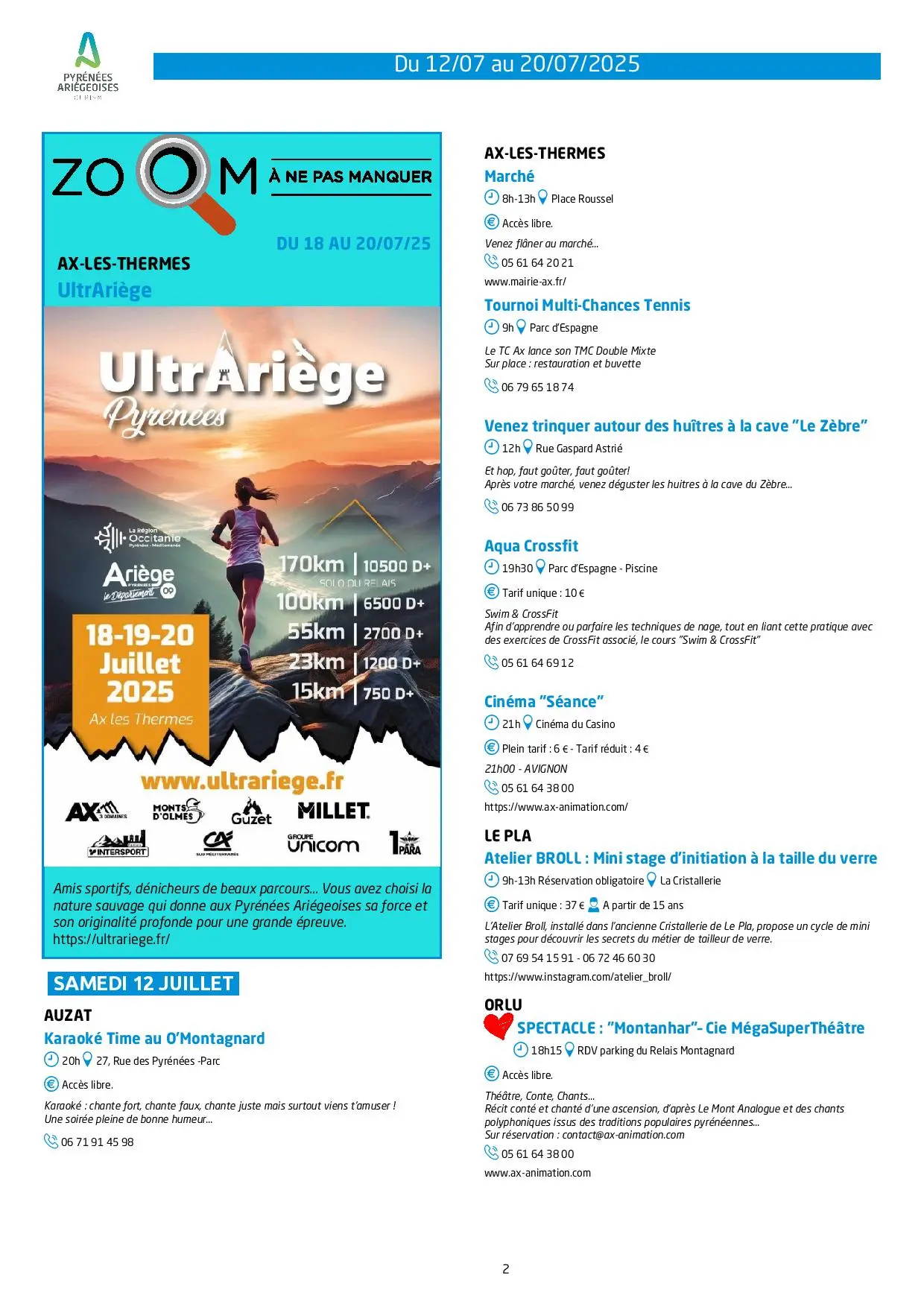 Du 12 au 20.07.Programme Animations & Activités