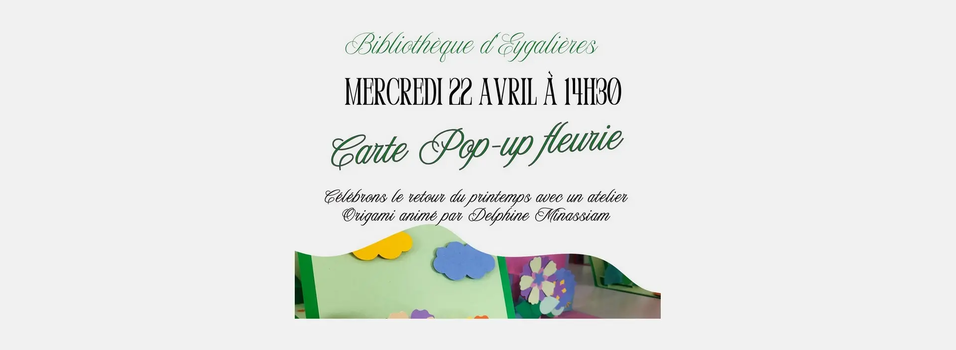 Vignette Kinderworkshop „Pop-up-Karte“ in der Mediathek von Eygalières 22.04.26