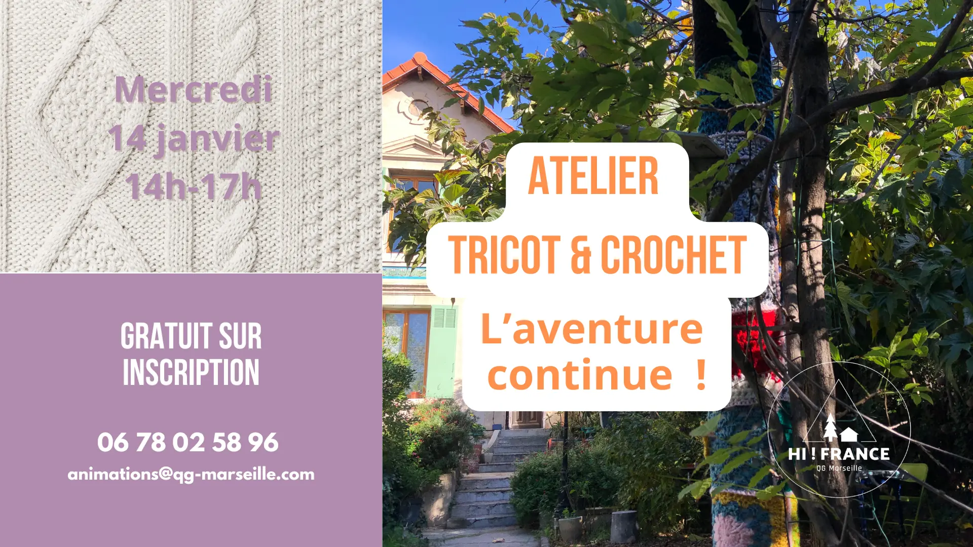 Atelier tricot et crochet à QG Marseille