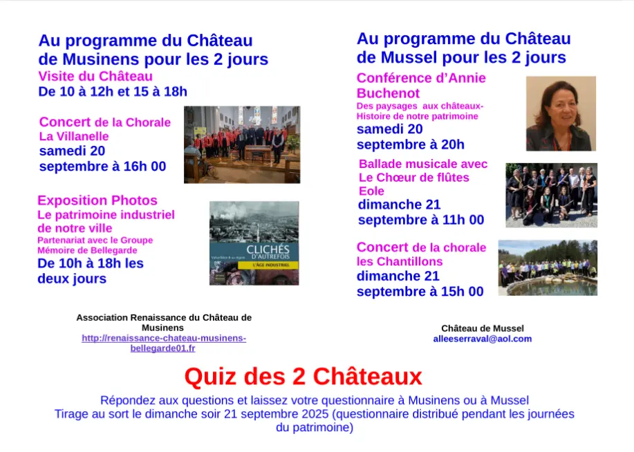 Programme des JEP 2025 aux chateaux