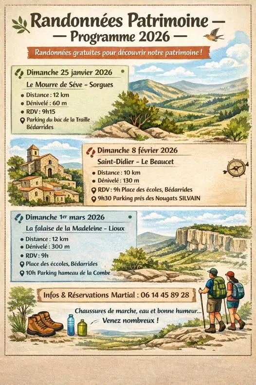 Randonnées Patrimoine - janv à mars_Bédarrides