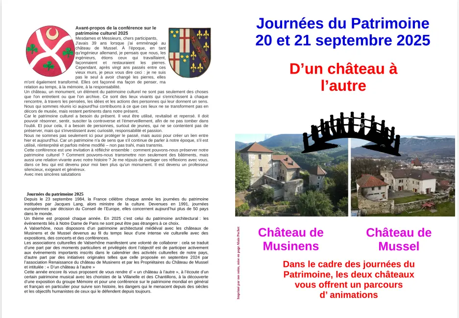 Programme des JEP 2025 aux chateaux