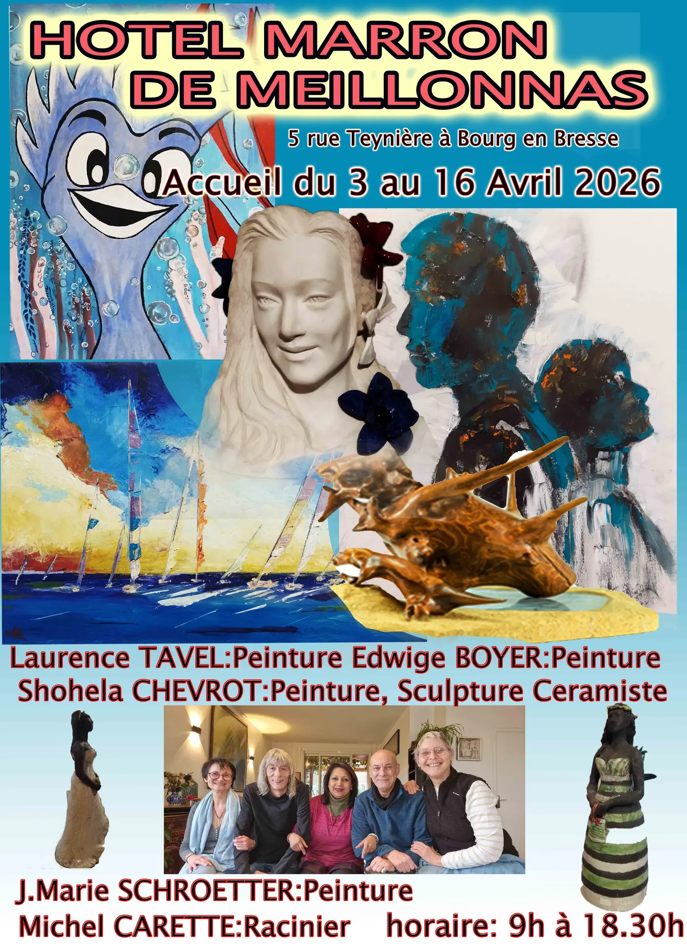 Affiche Exposition de peinture, sculpture, Céramiste_Bourg-en-B
