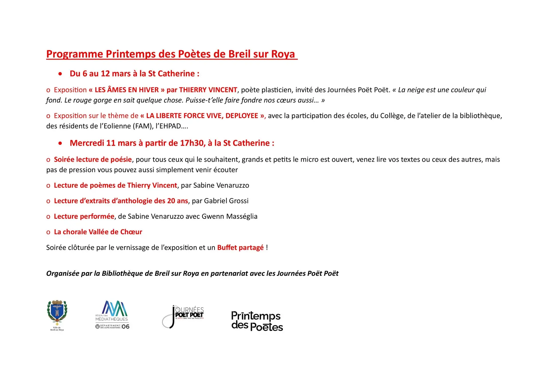 Programme Printemps des poètes