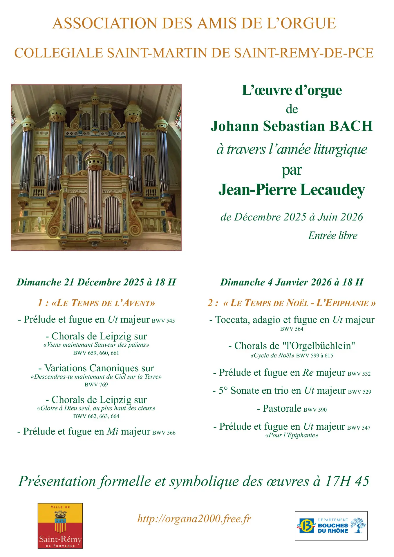 Affiche du Festival Organa 2025-2026