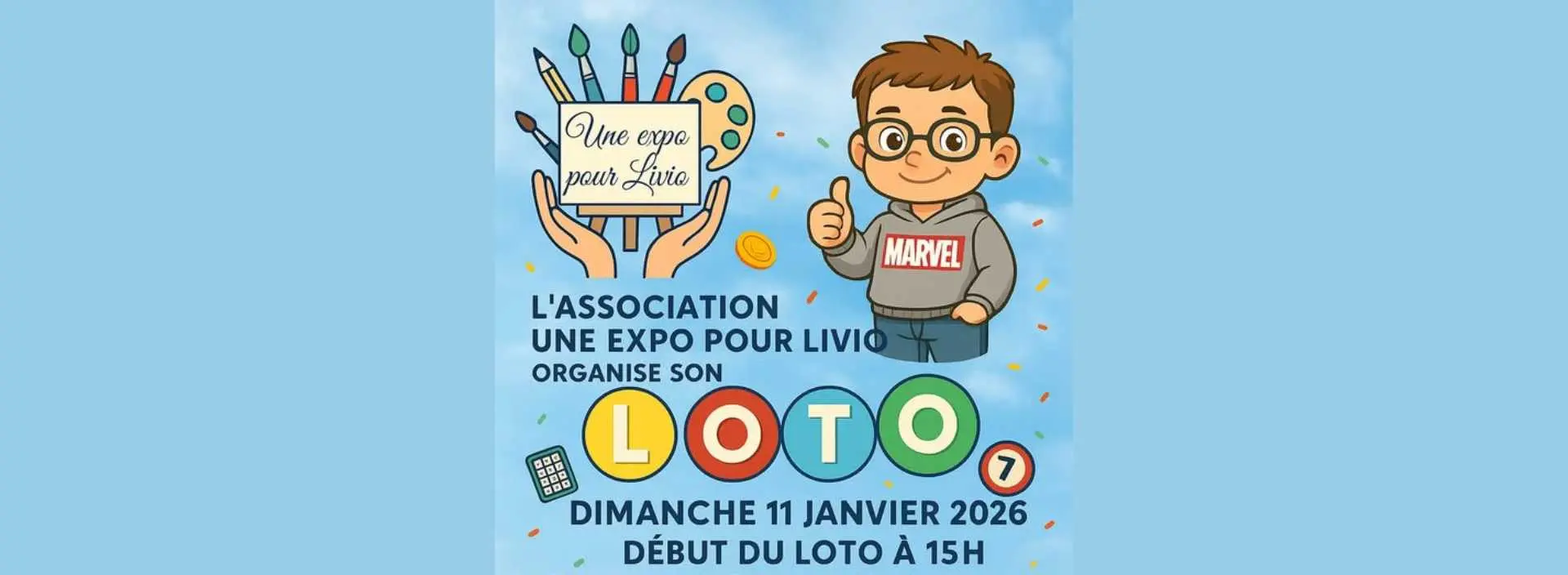Affiche loto solidaire une expo pour livio a Saint remy de provence