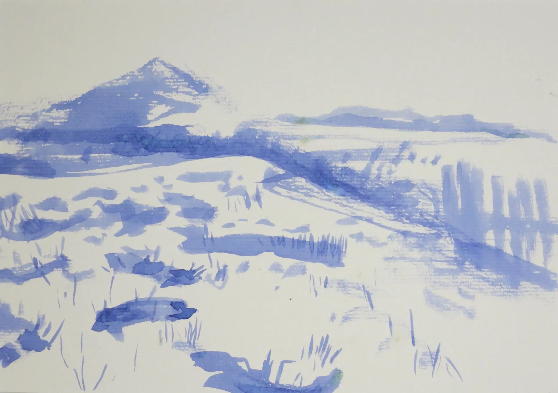 Peindre en montagne, encre