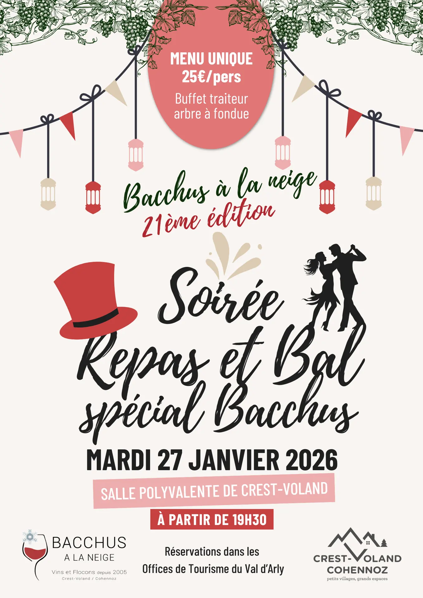Affiche Soirée repas et bal spéciale Bacchus