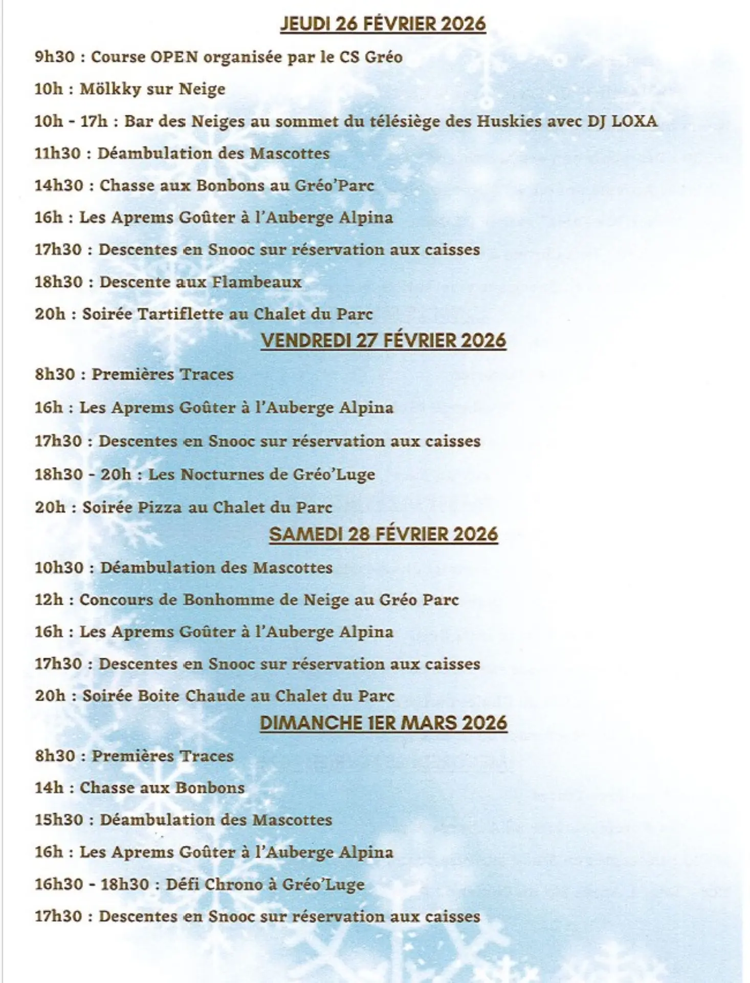 du 26 février au 1er mars 2026