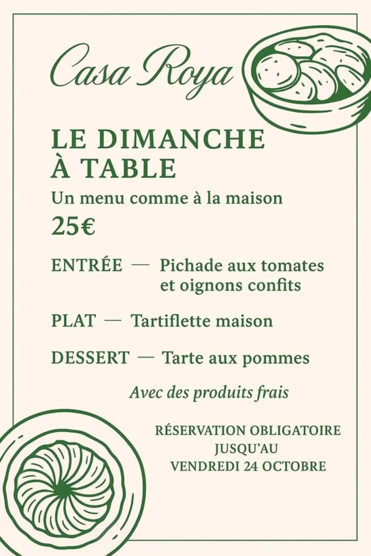 Le dimanche à table - Casa Roya