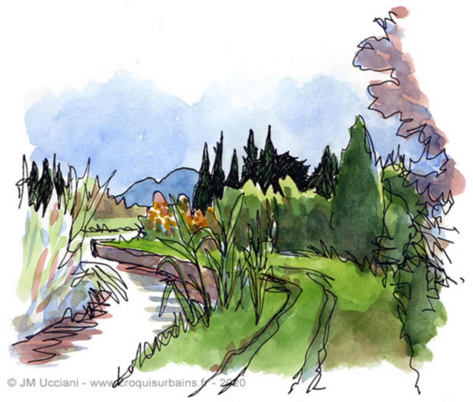 Aquarelle Au fil de l'eau