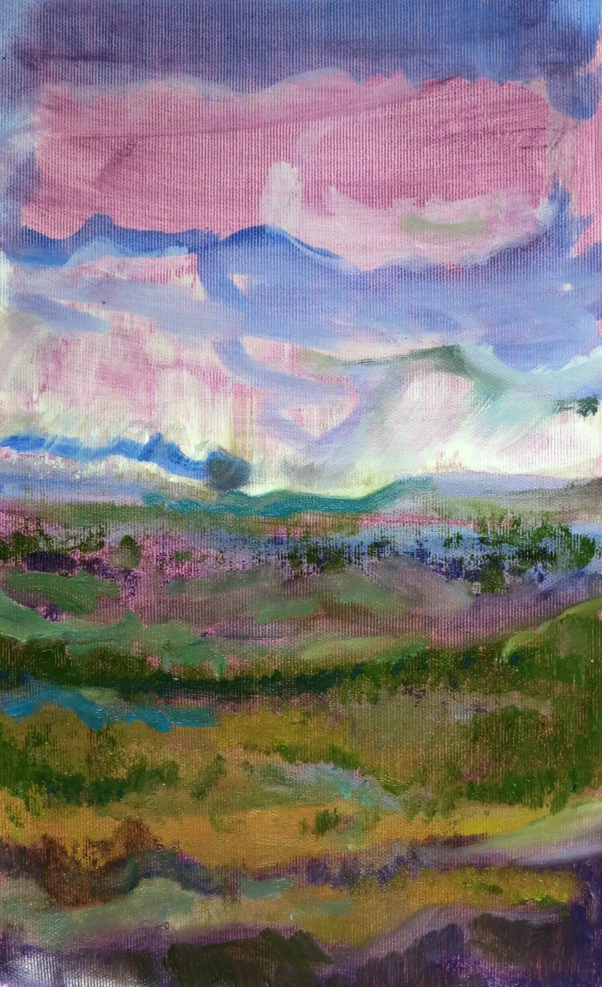 Peindre en montagne, huile