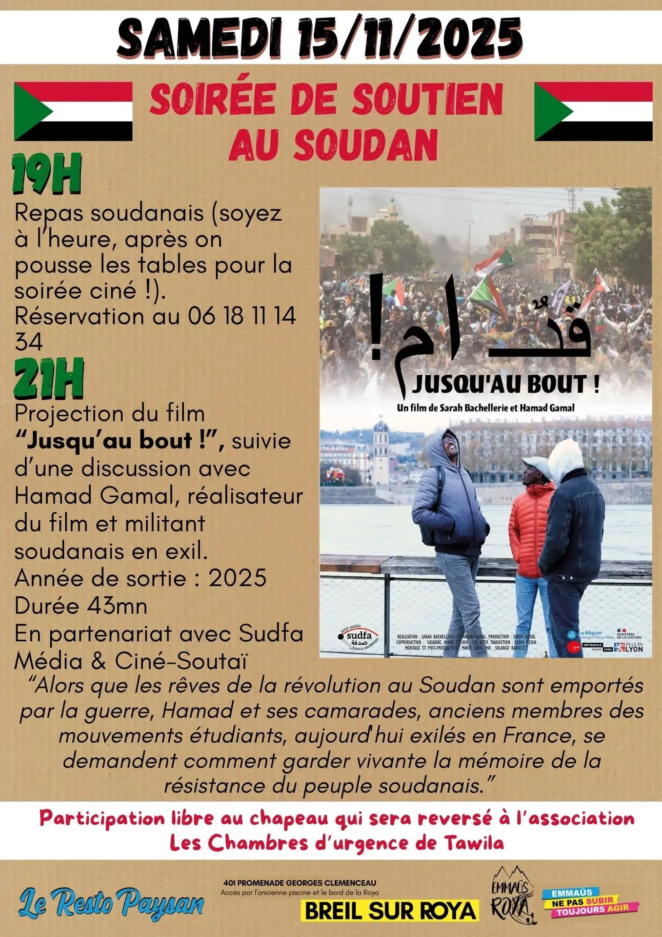 Resto Paysan : soirée de soutien au Soudan