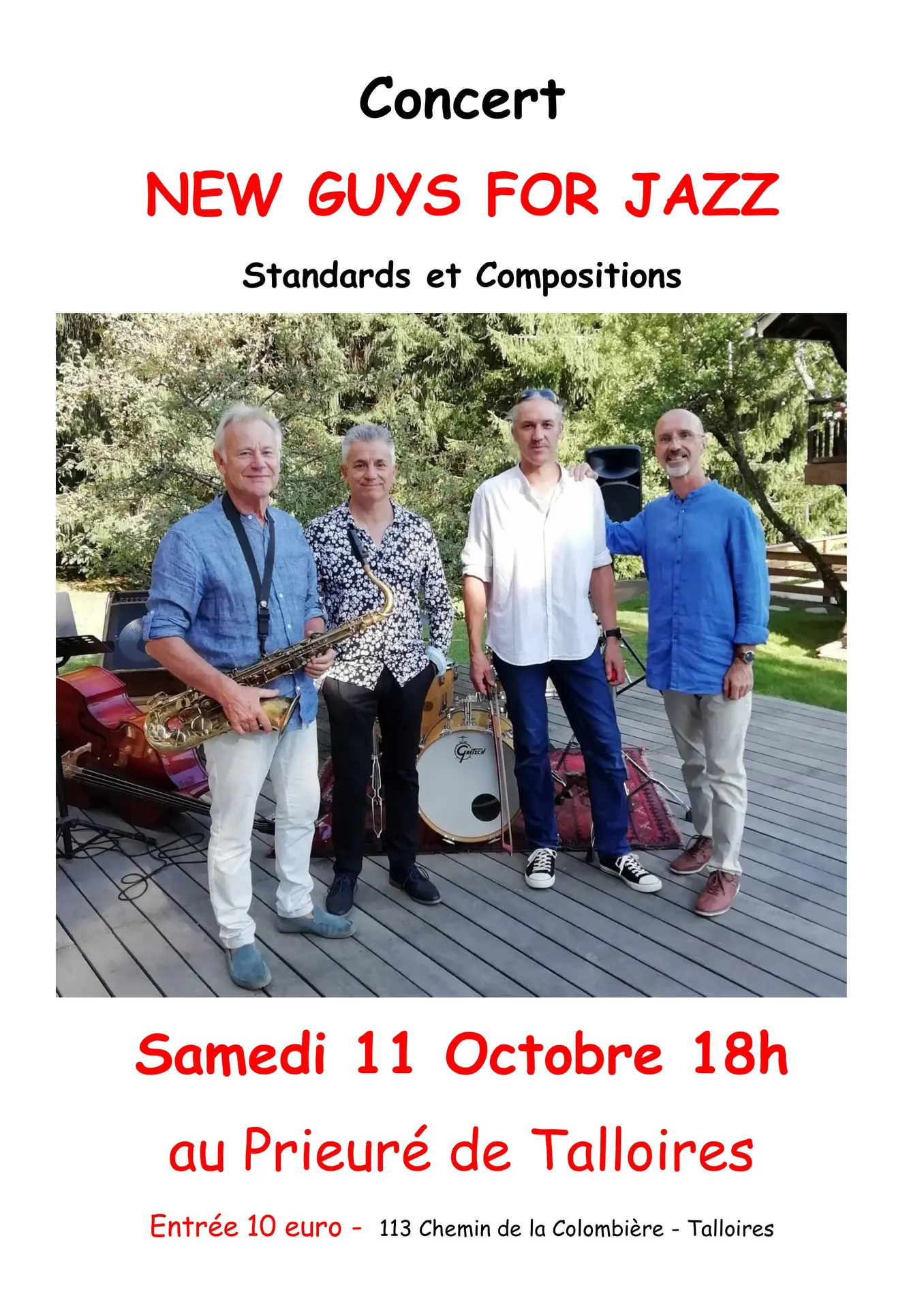 Concert Jazz du quartet New Guys For Jazz_Talloires-Montmin