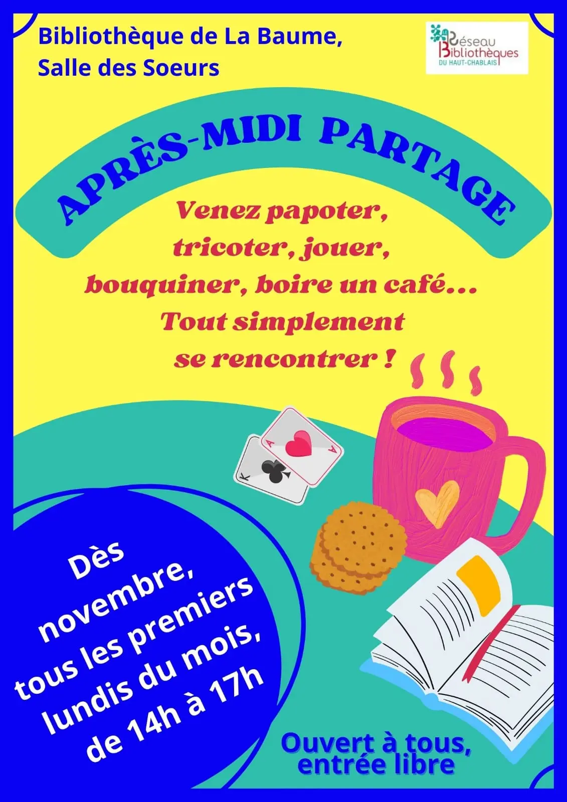 Venez papoter, tricoter, jouer, bouquiner