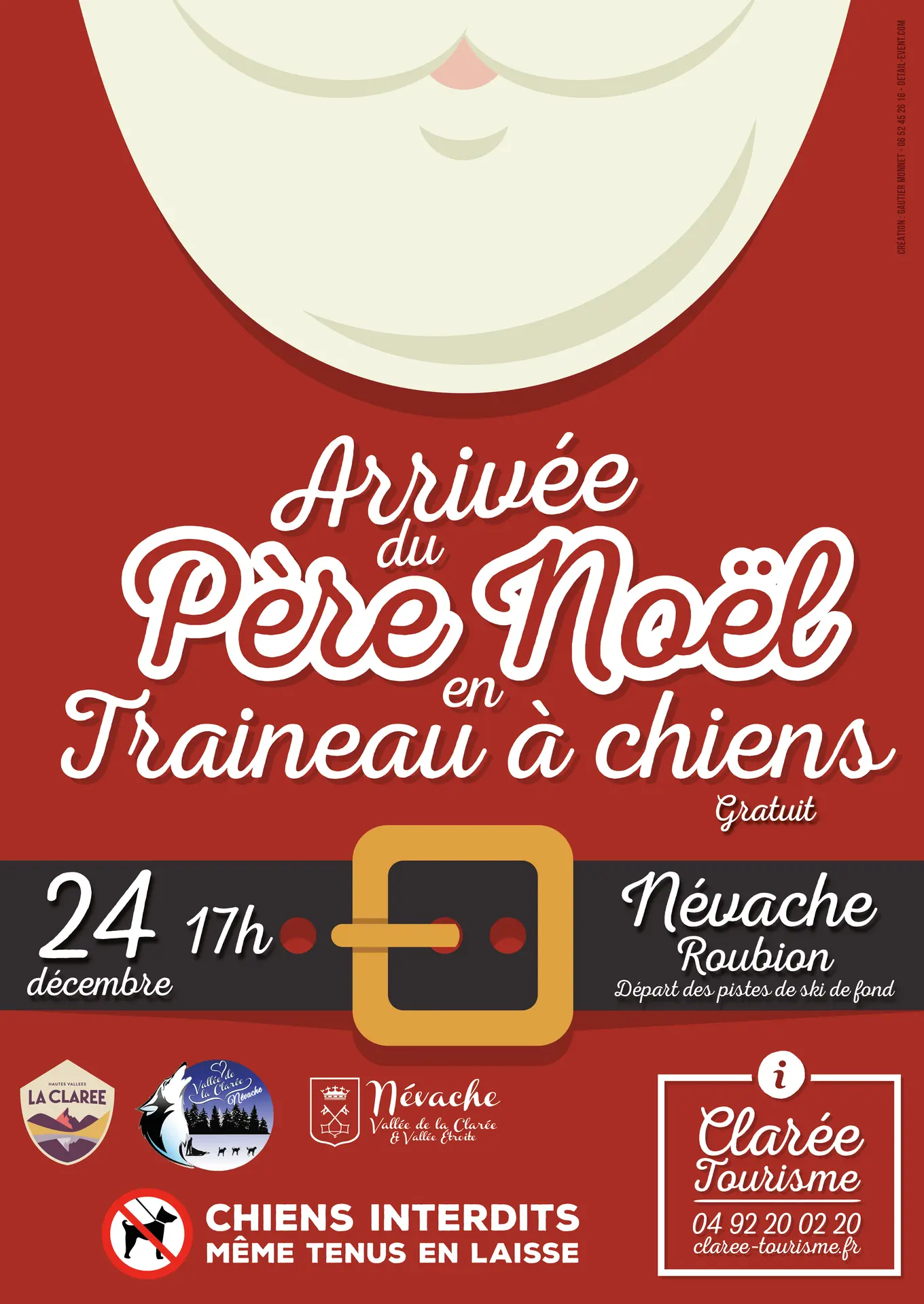 Affiche Arrivée du Père-Noël en traineau à chiens