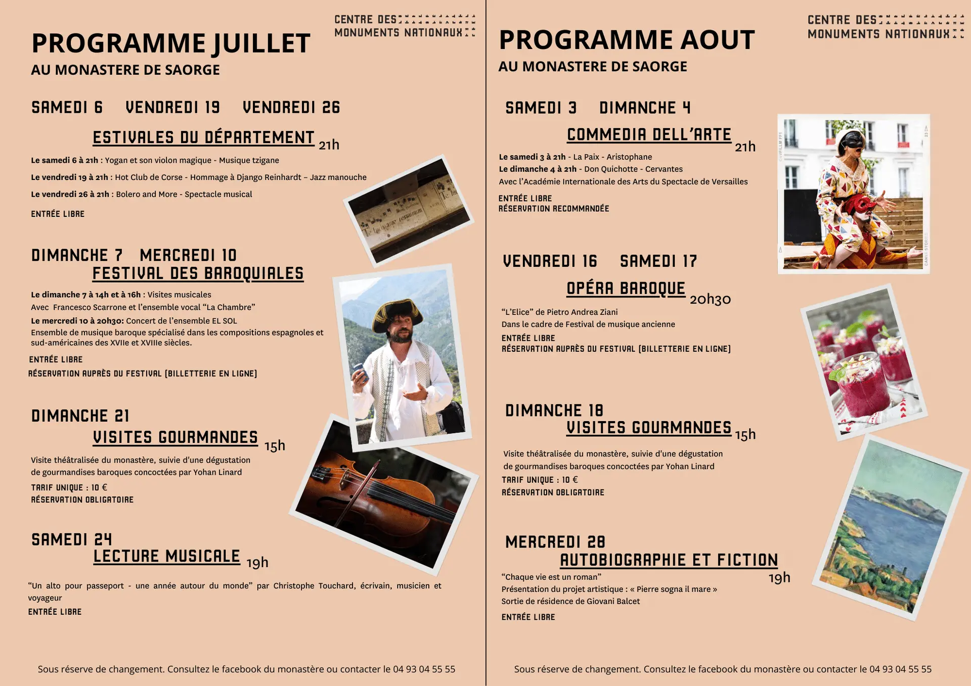 Programme juillet-août 2024 monastère de Saorge
