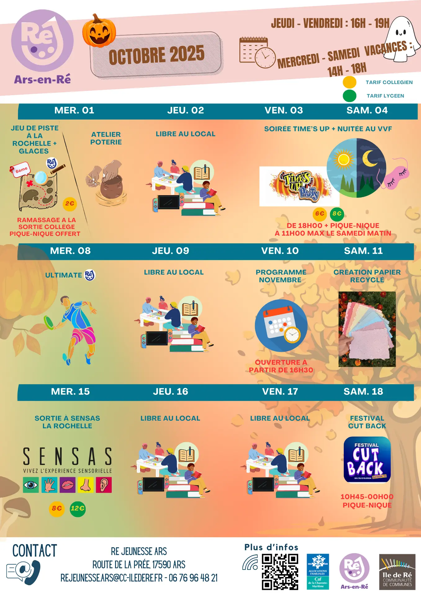 Animations de Ré Jeunesse à Ars-en-Ré - Octobre