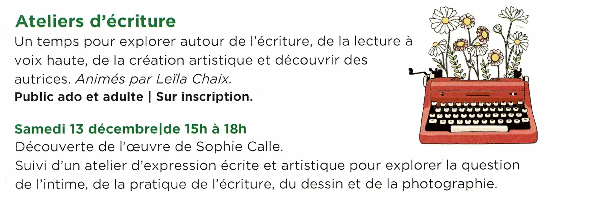 Atelier d'écriture