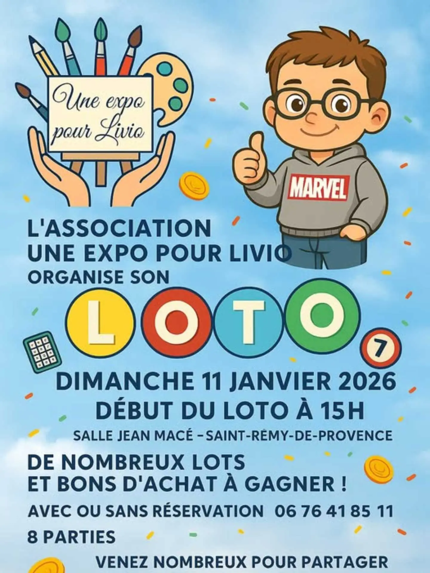 Affiche loto solidaire une expo pour livio a Saint remy de provence