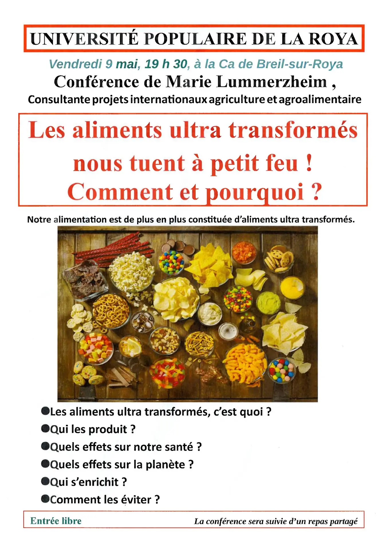 Université populaire : les aliments ultra transformés