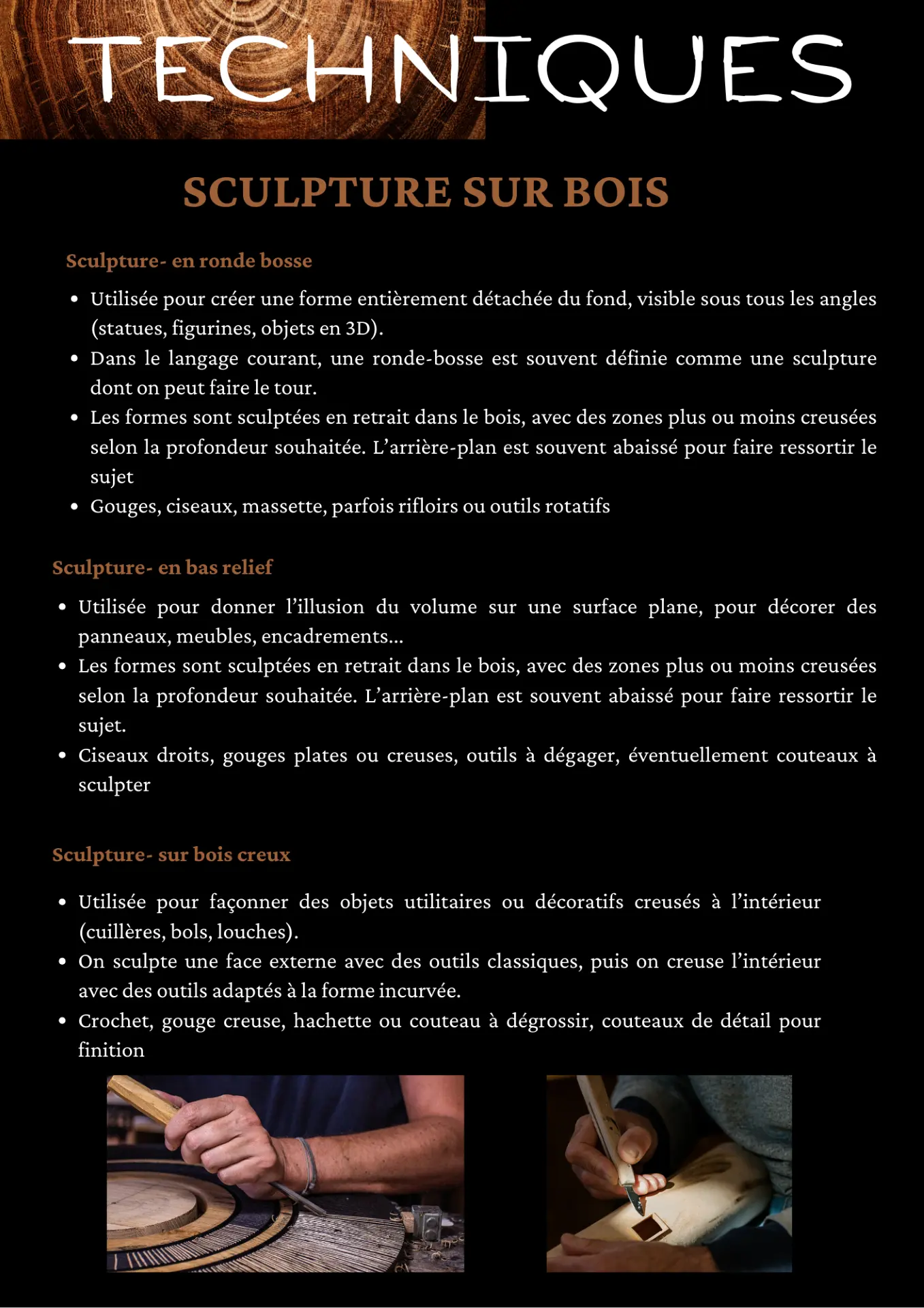 Techniques de sculpture sur bois