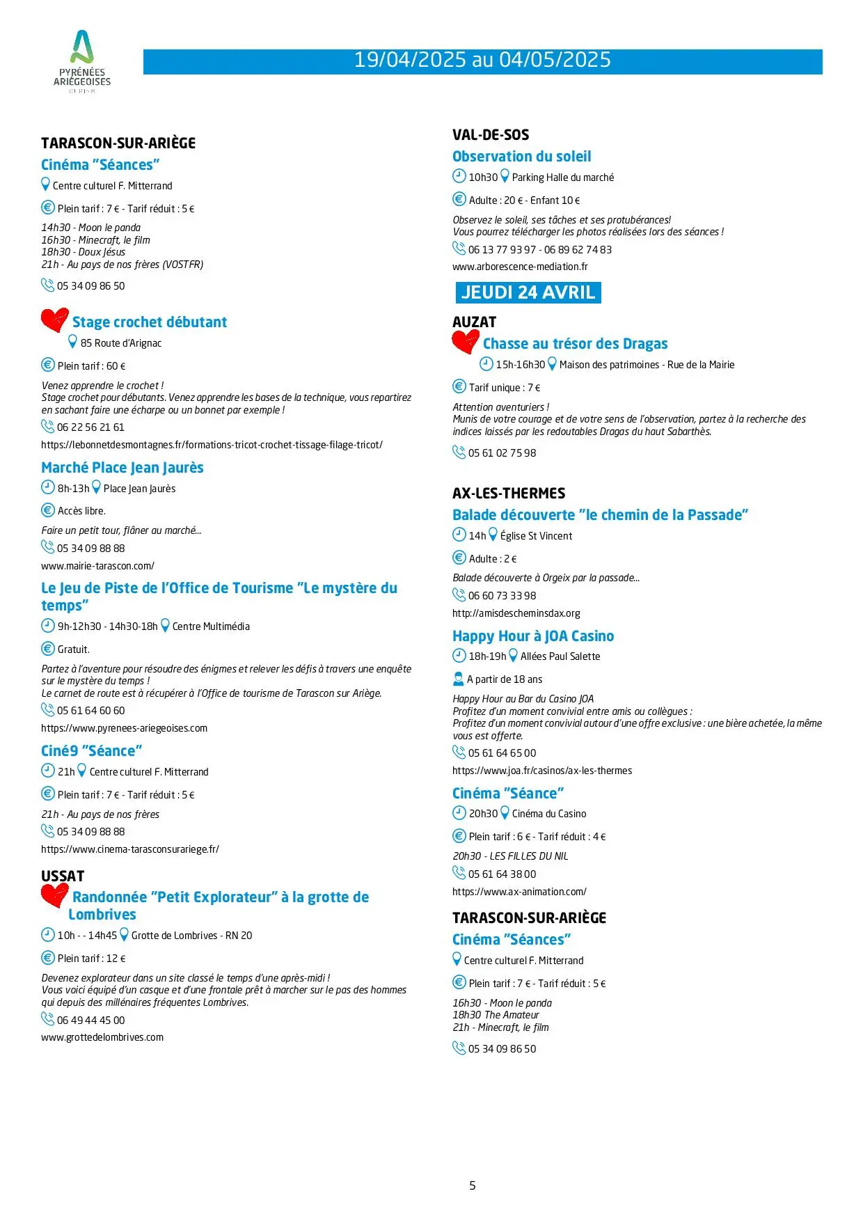 Programme du 19.04 au 04.05.2025