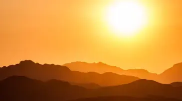 paysage avec soleil