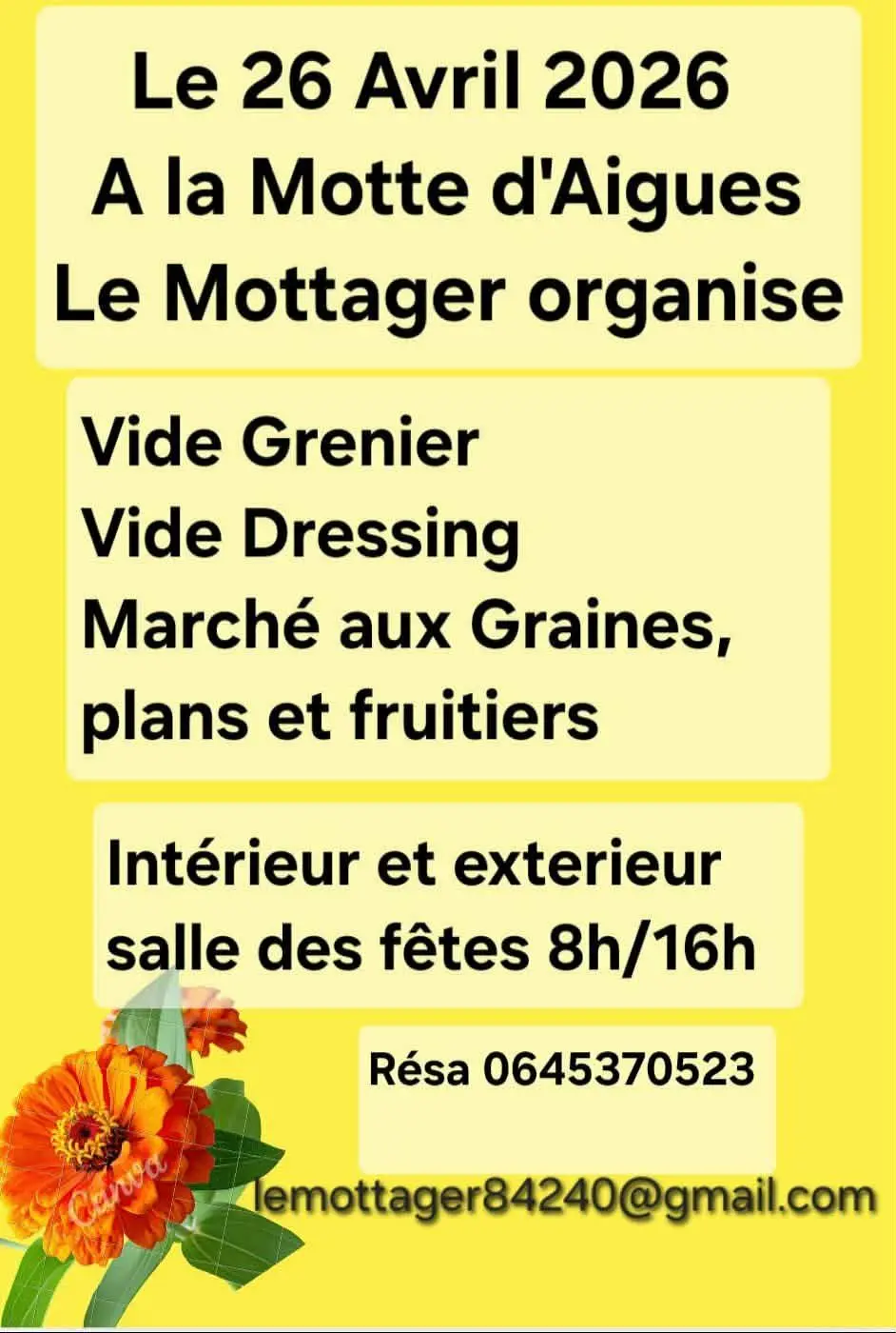 Le Mottager organise: vide grenier, vide dressing, marché au graines, plans et fruitiers_La Motte-d'Aigues
