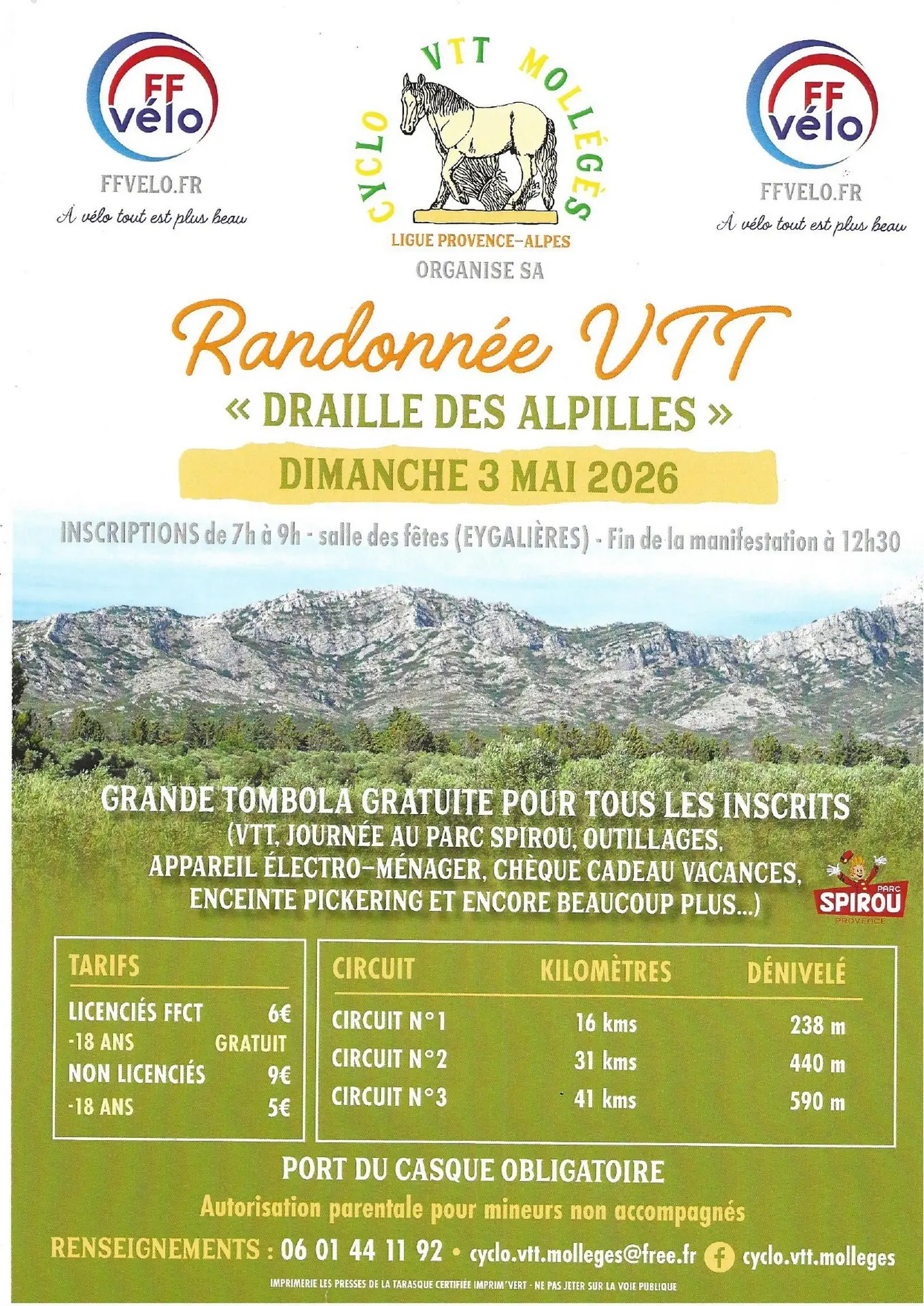 Plakat Mountainbike-Tour „Draille des Alpilles“ in Eygalières 03.05.26
