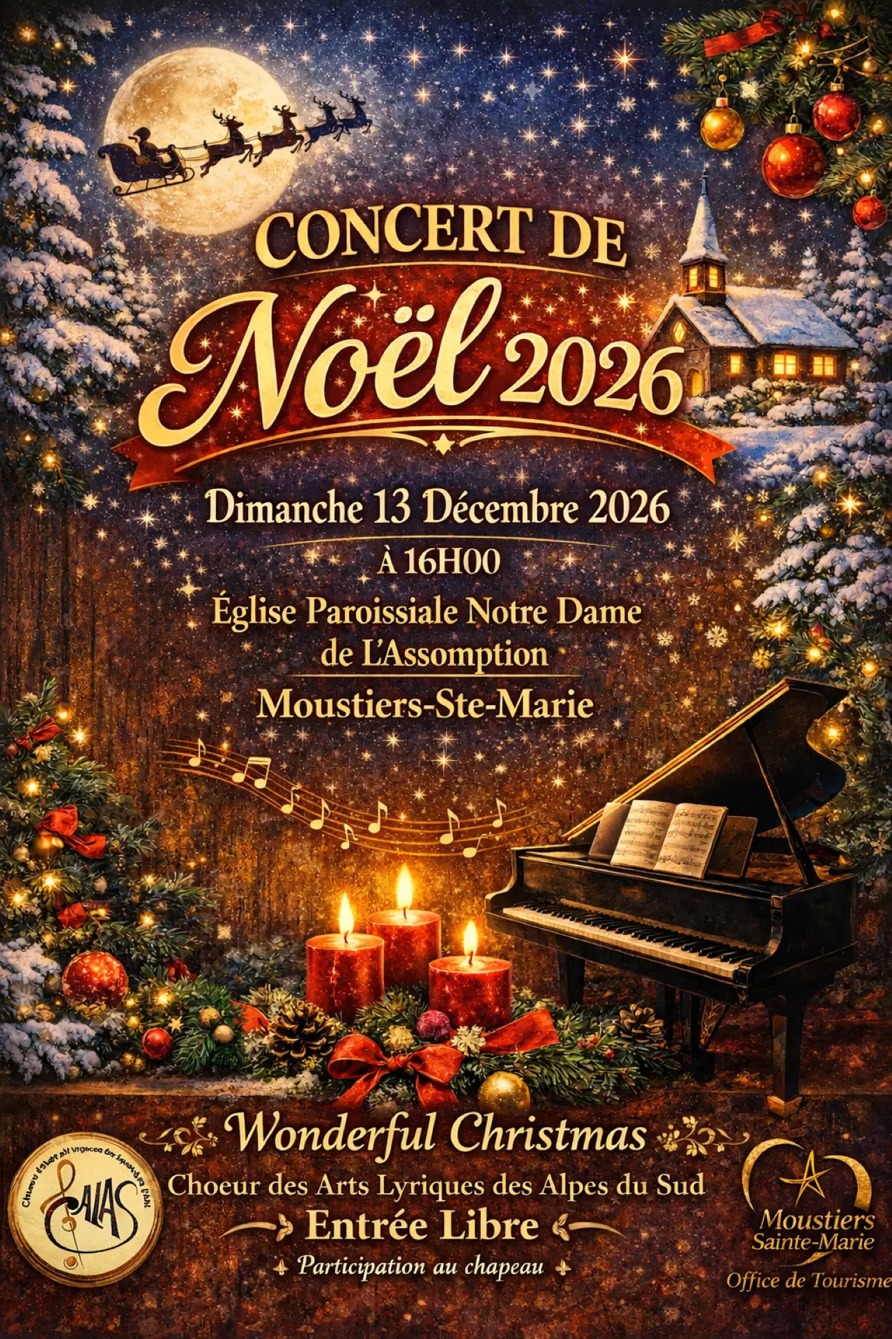 Concert de Noël Wonderful Christmas avec le Choeur d'Arts Lyriques des Alpes du Sud_Moustiers-Sainte-Marie