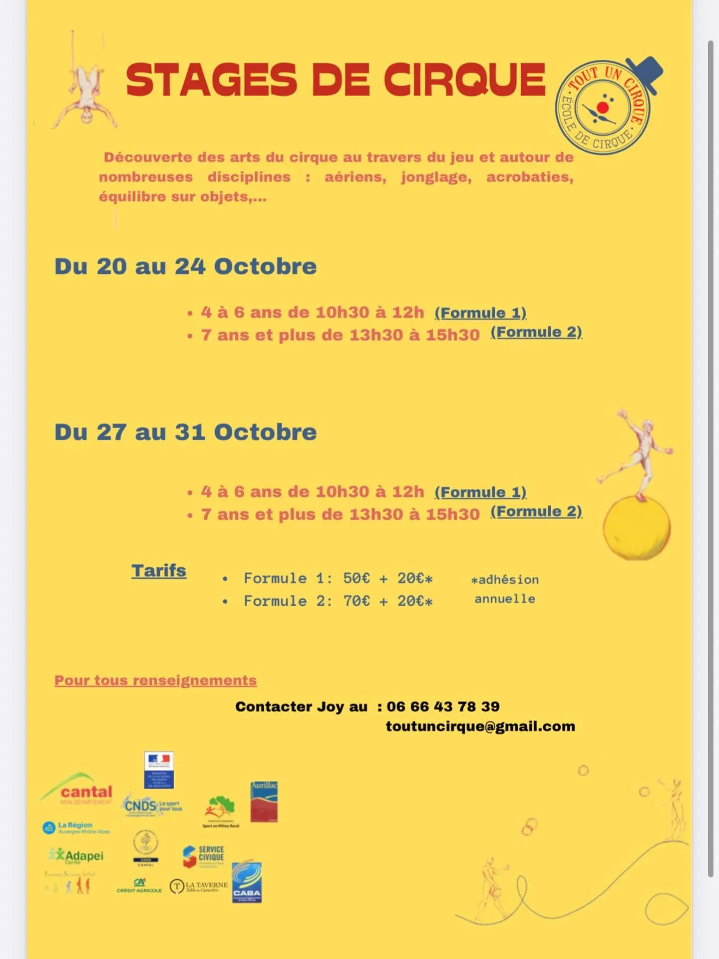 Stage de cirque avec Tout un Cirque