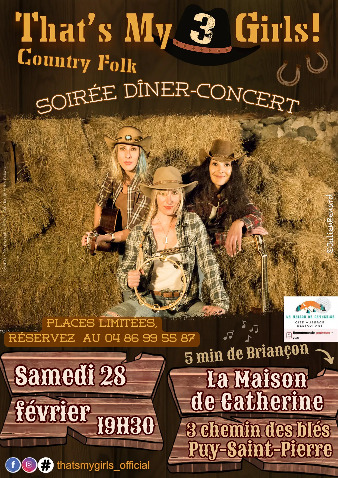 Soirée dîner-concert des That's My 3 Girls ! à l'auberge de Catherine