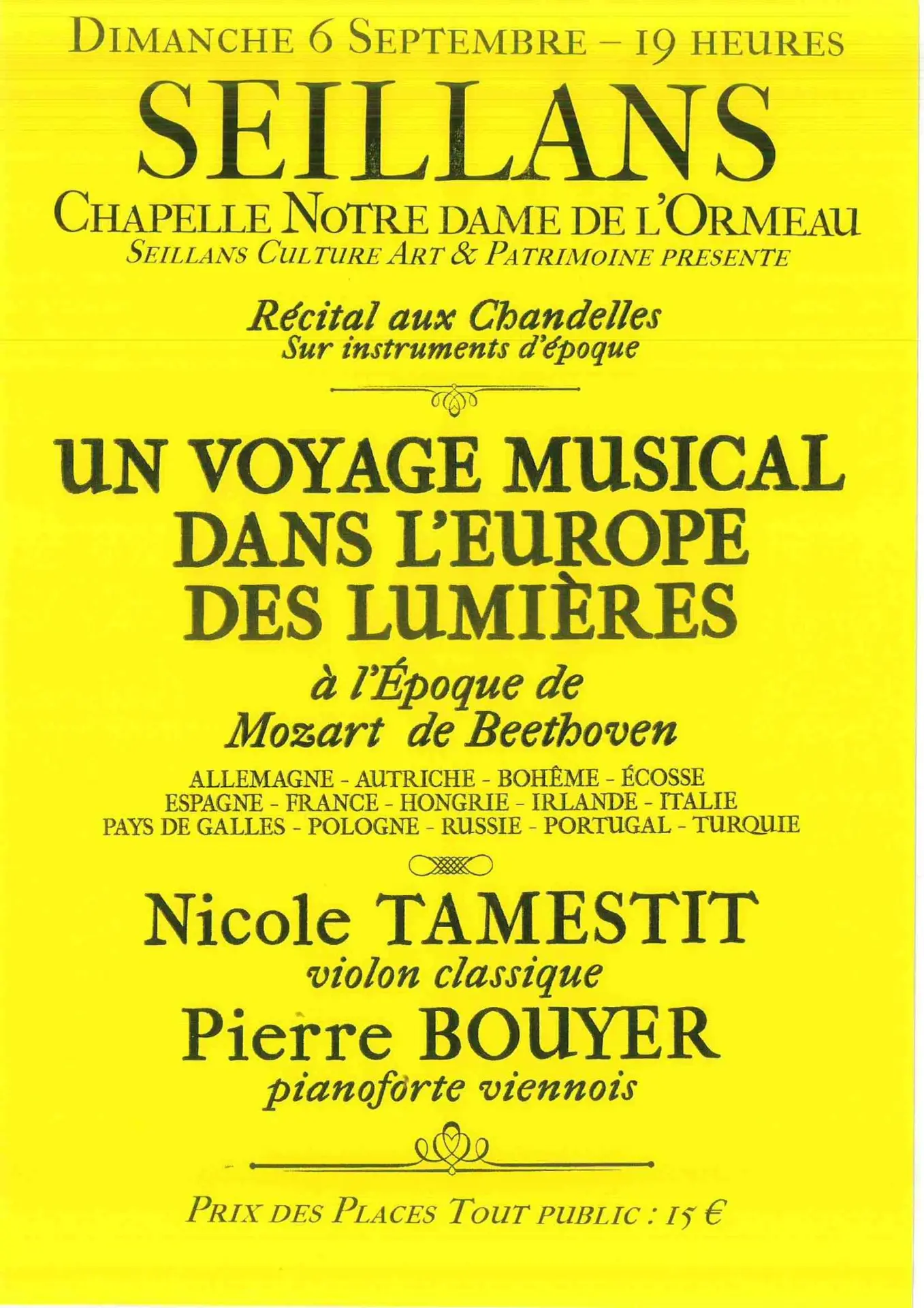 récital à la chapelle de l'Ormeau