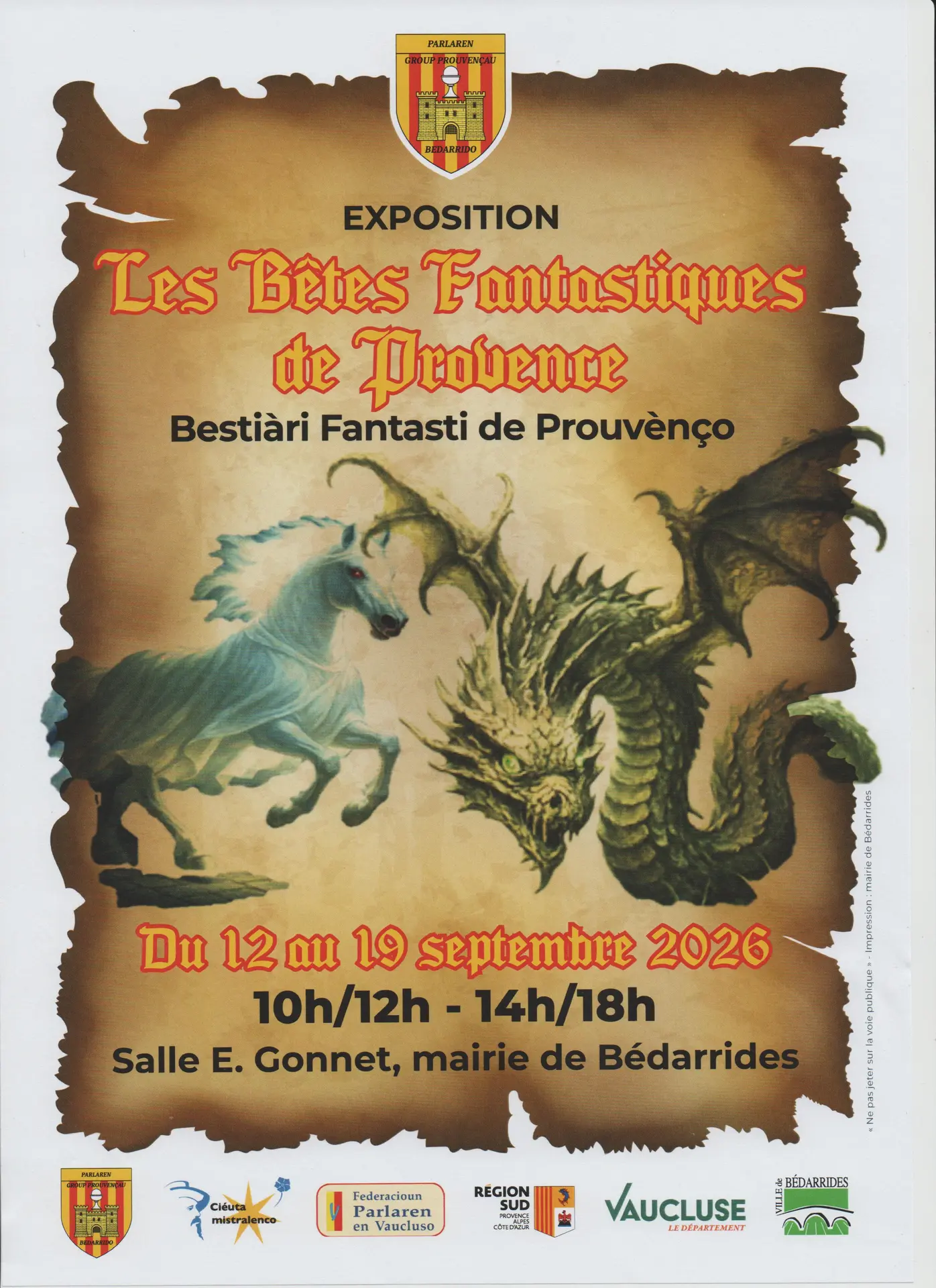 Exposition Les Bêtes Fantastiques de Provence_Bédarrides