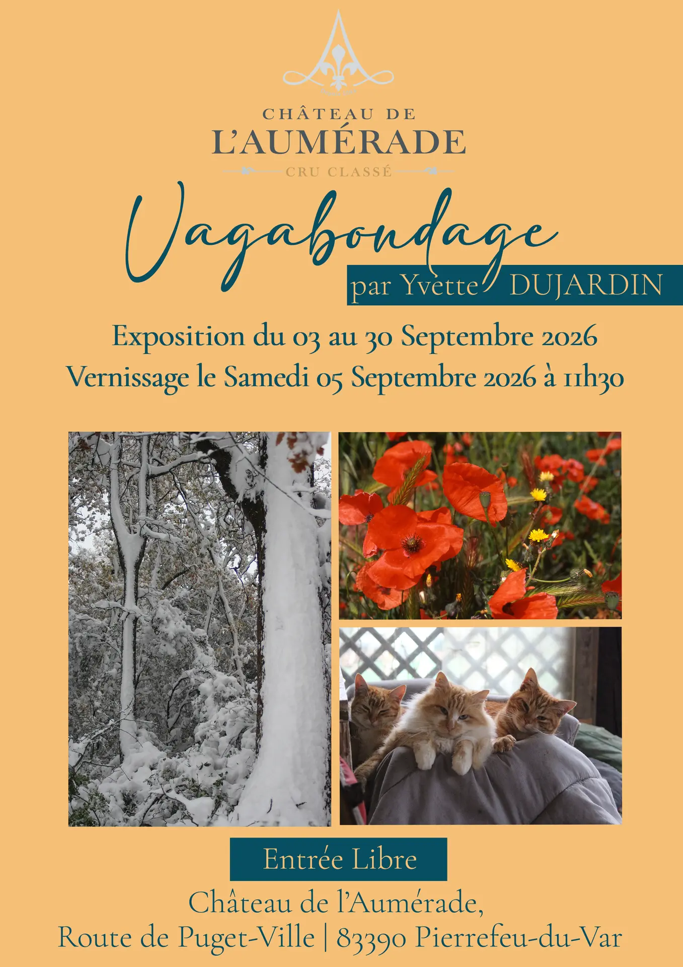 Exposition photos  : Vagabondage par Yvette Dujardin au Château de l'Aumérade à Pierrefeu du Var