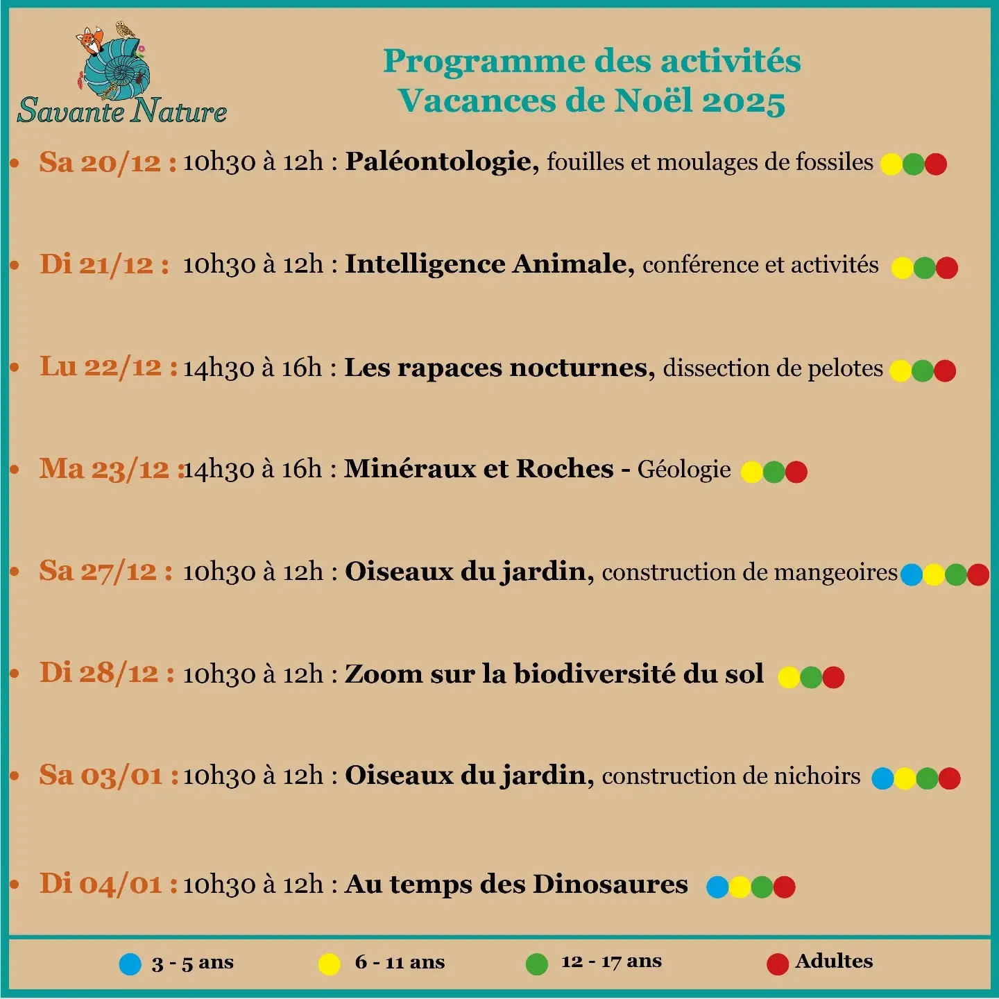Savante Nature : Programme des vacances de de Noël 2025_Villelaure