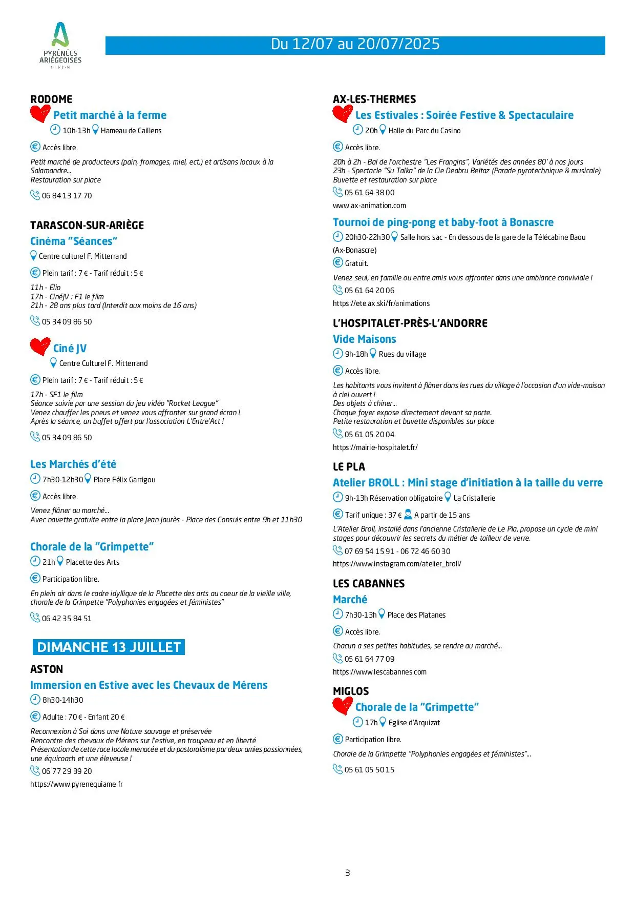 Du 12 au 20.07.Programme Animations & Activités