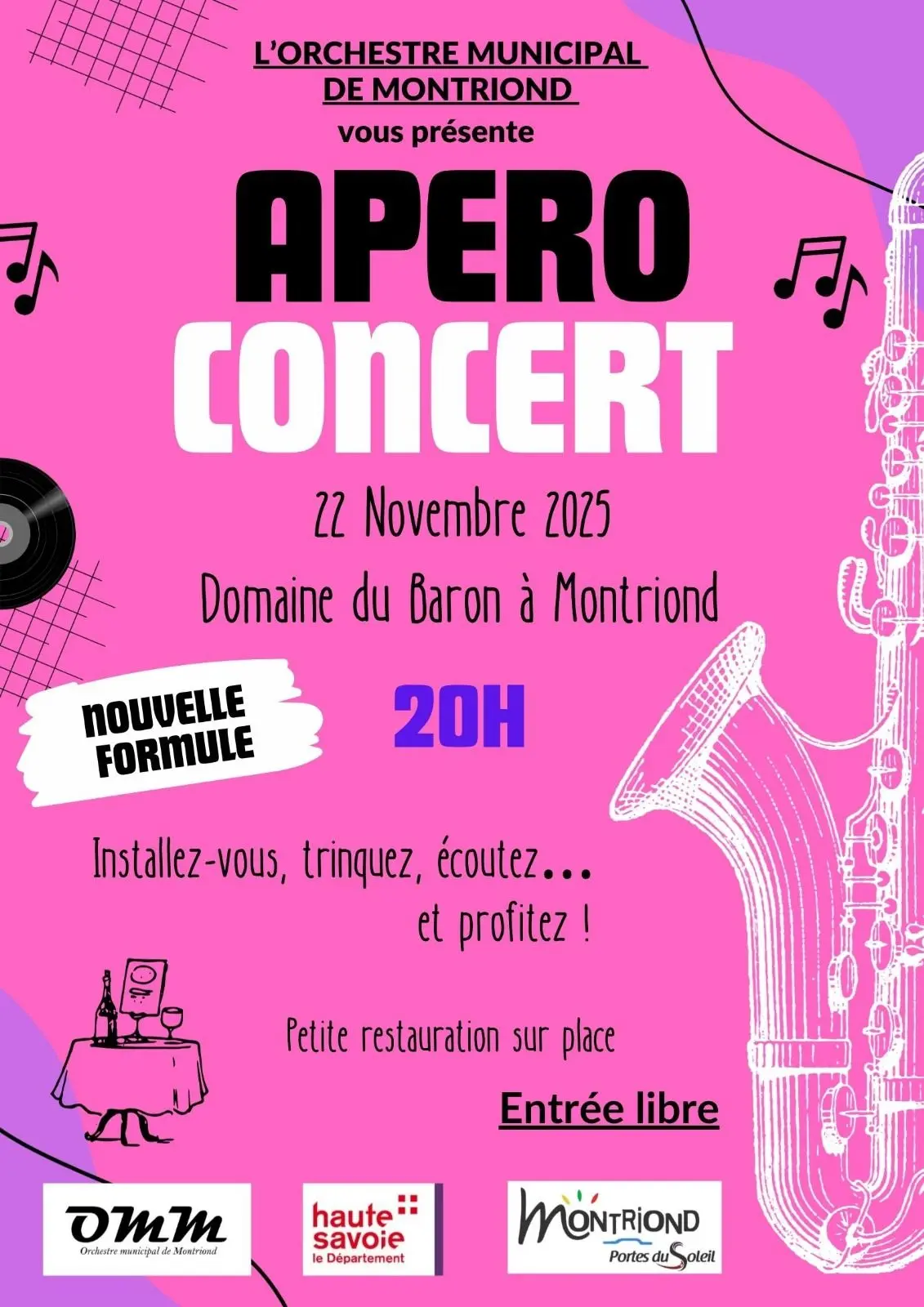 Don't miss the Montriond Municipal Orchestra's Apéro-Concert on Saturday 22 November at 8pm at the Domaine du Baron on the shores of Lake Montriond!