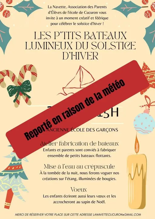 Reporté à cause de la météo -Les P'tits bateaux lumineux du solstice d'hiver à Cucuron_Cucuron