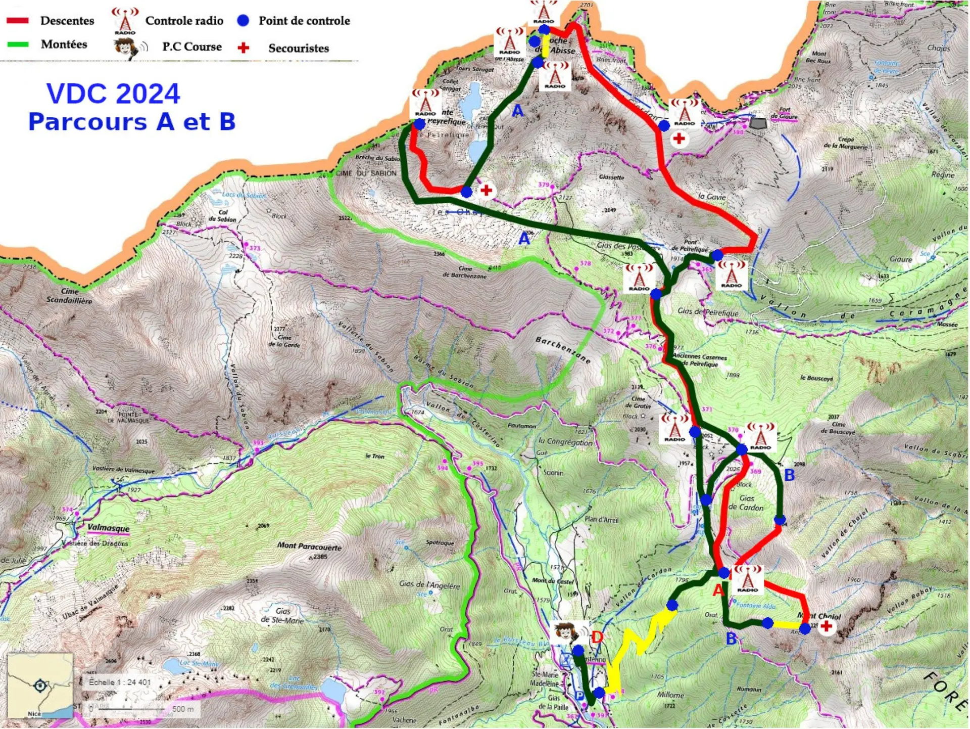 Carte des parcours