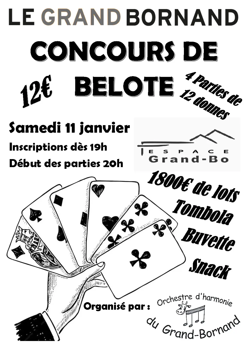 Affiche concours de belot Orchestre d'harmonie Le Grand-Bornand