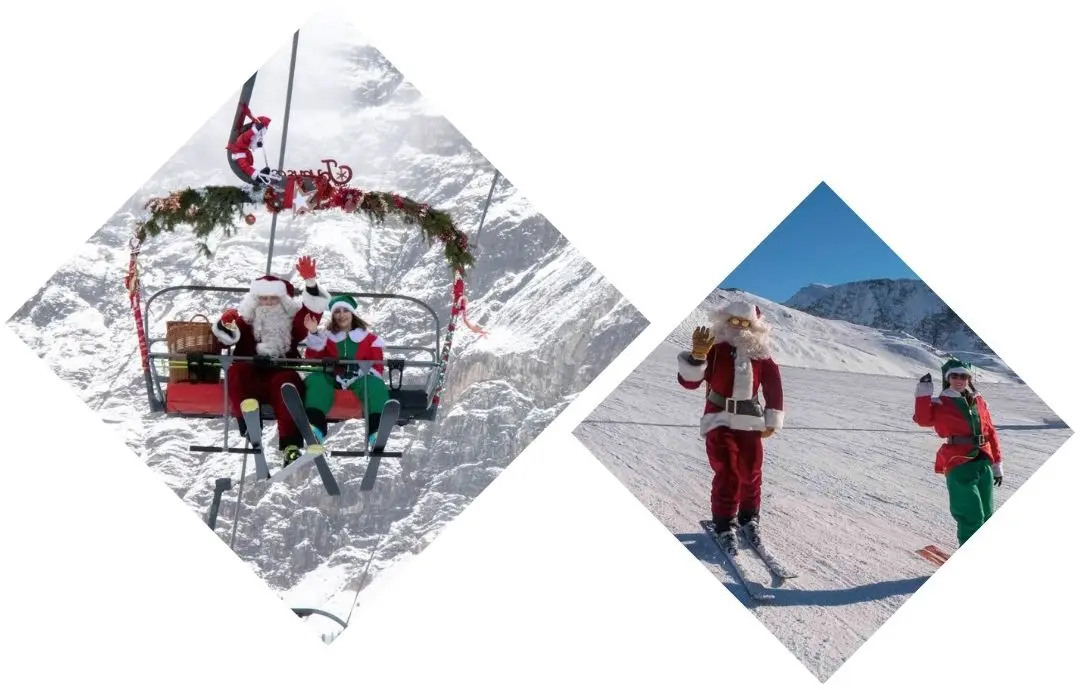 Photo portrait - Le Père Noël arrive sur les pistes