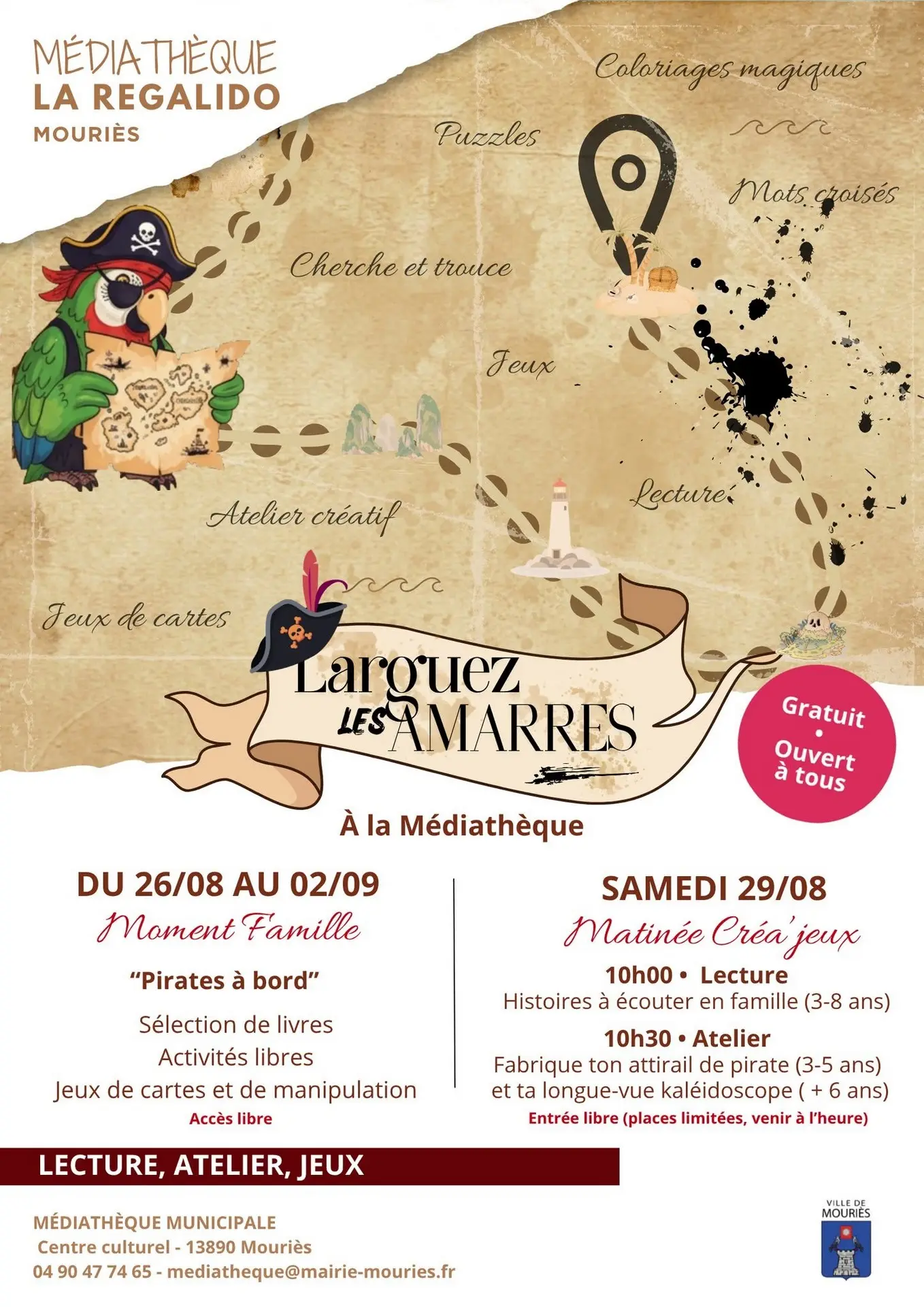 Affiche Larguez les amarres à la Médiathèque de Mouriès 26.08 au 02.09.26