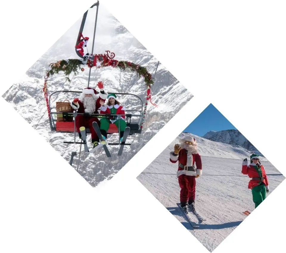 Photo paysage - Le Père Noël arrive sur les pistes