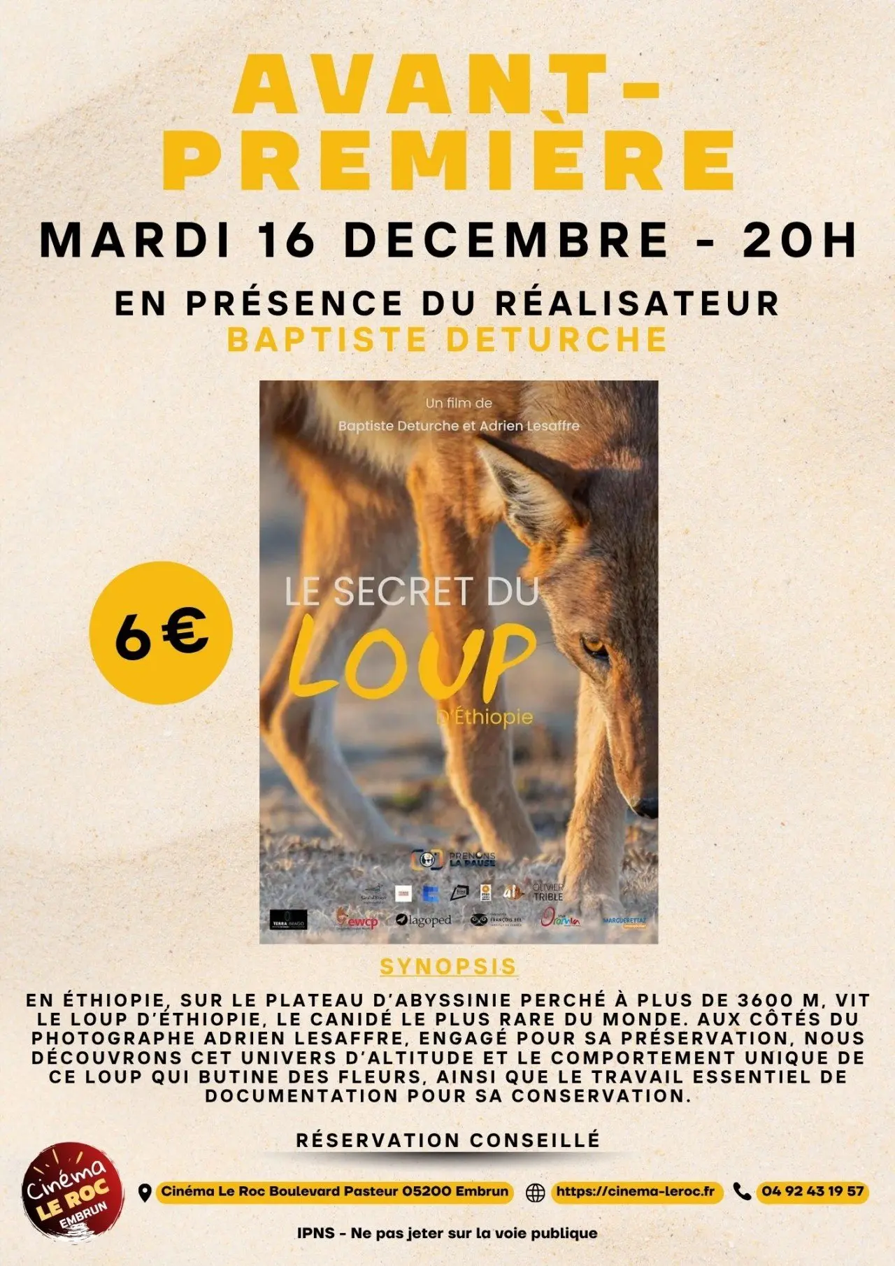 Avant-première Le Secret du loup d'Ethiopie_Embrun