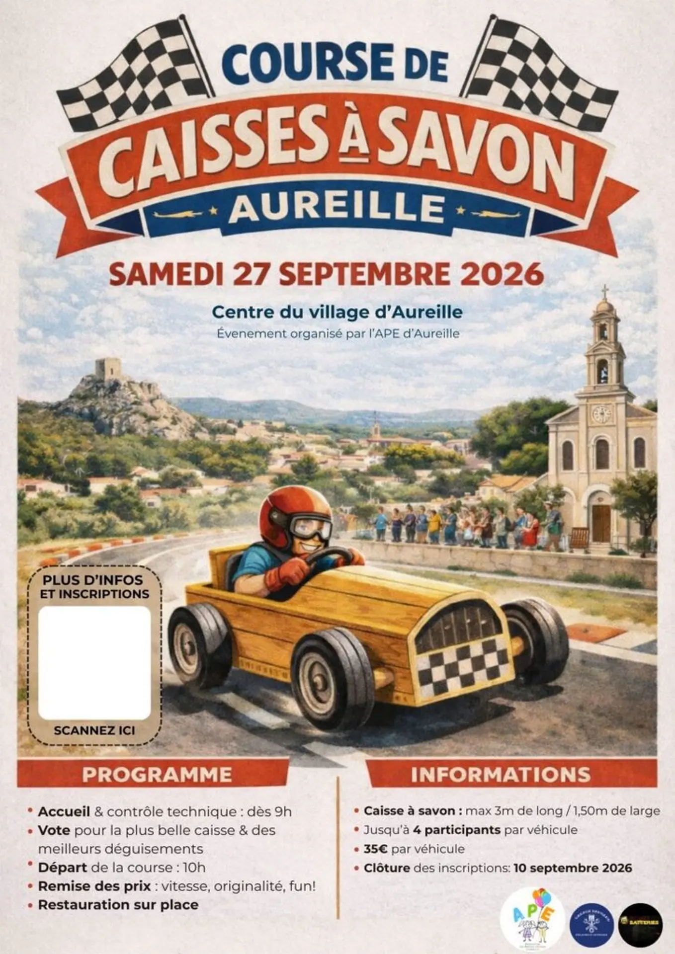 Plakat Seifenkistenrennen in Aureille 27.09.26