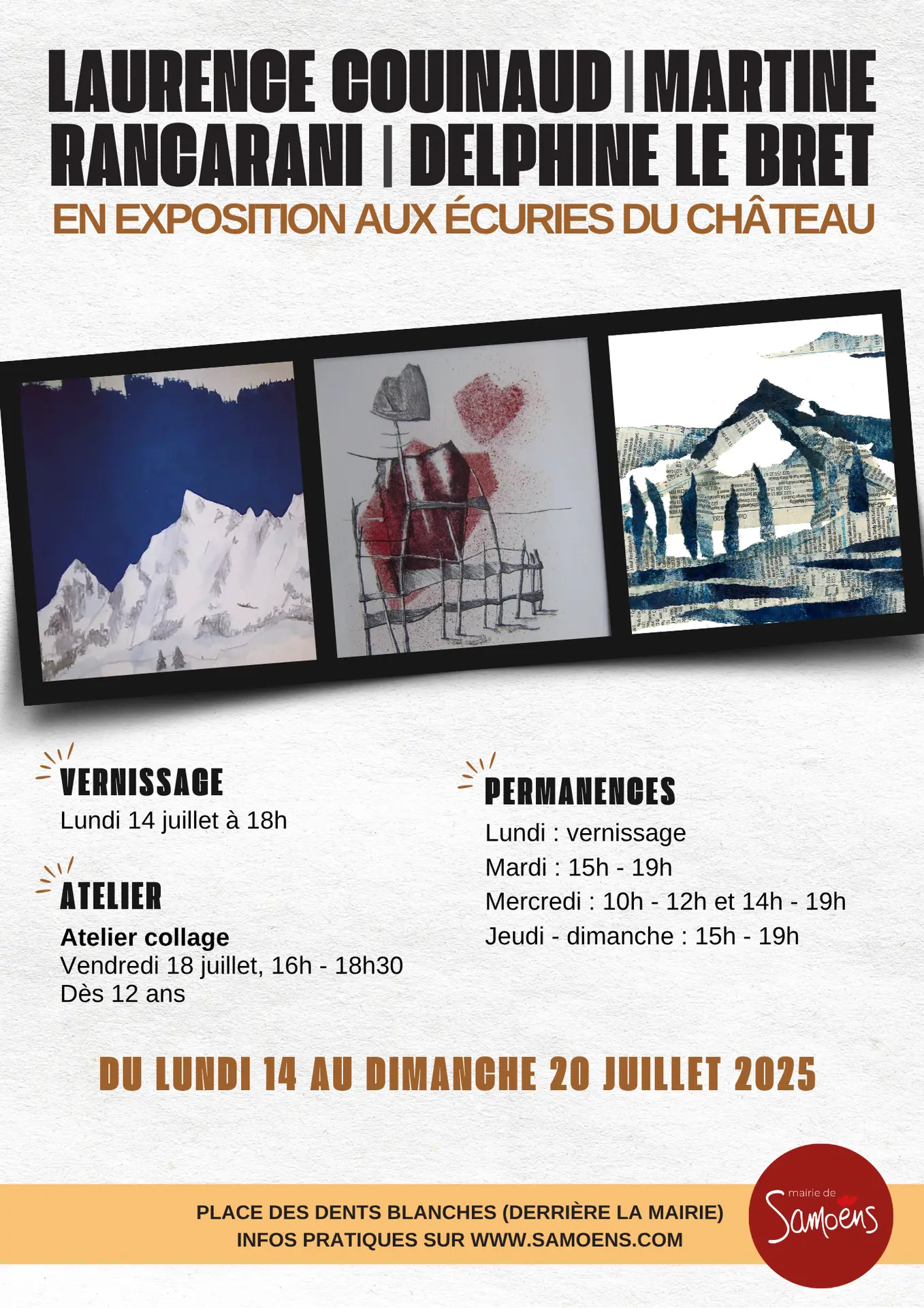 14 au 20 juillet - Laurence Couinaud, Martine Rangarani et Delphine Le Bret